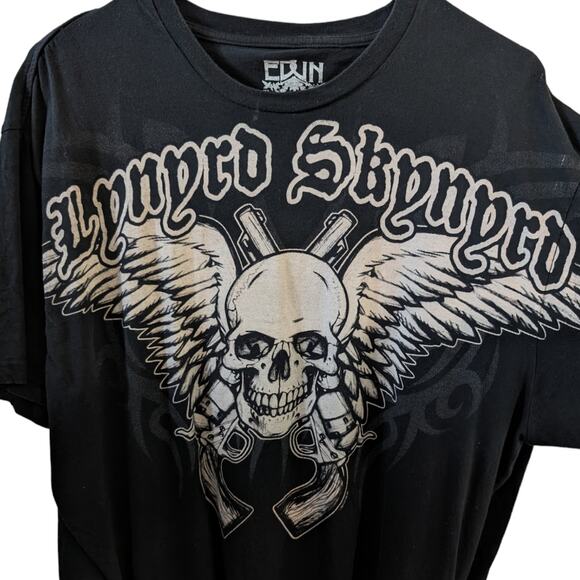 Lynyrd Skynyrd Edun Band T-Shirt Y2K Skull Western Black and White Size 2XL - Picture 1 of 7